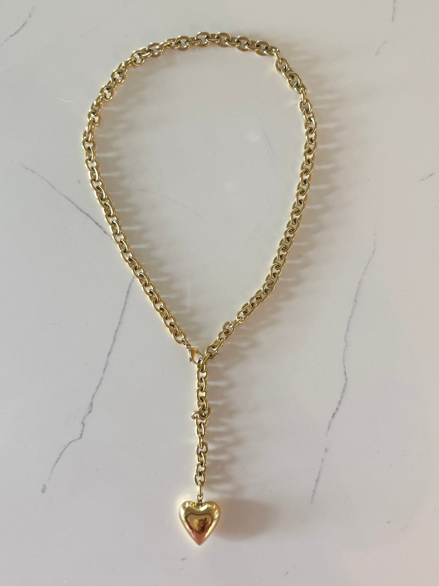 BUBBLE HEART DROP NECKLACE-GOLD