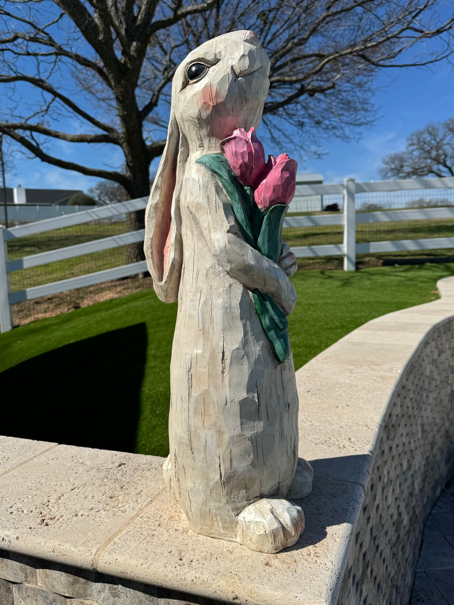 Tall Bunny with Tulips