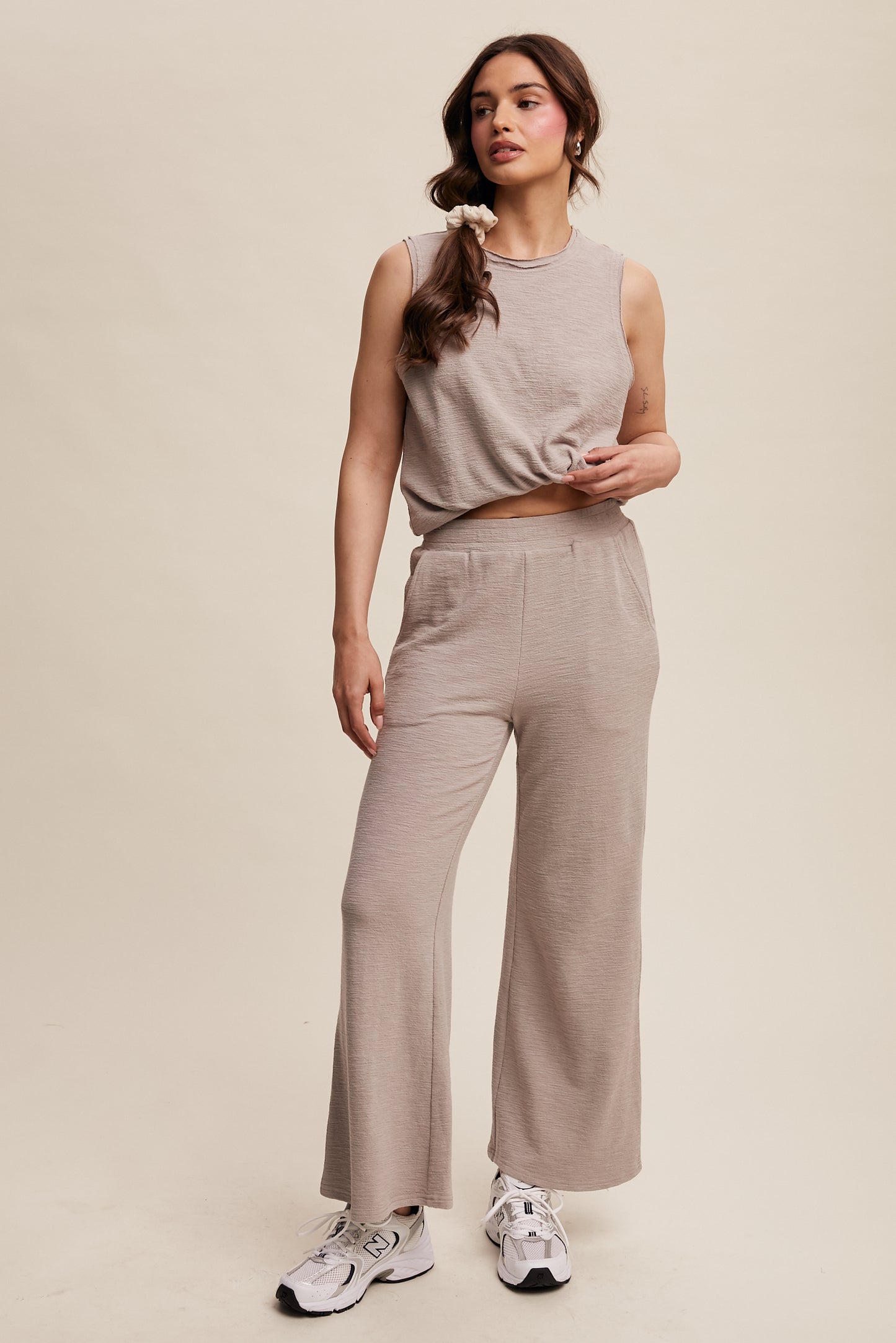 Kira Soft Knit Tank and Sweatpant Set-Ash