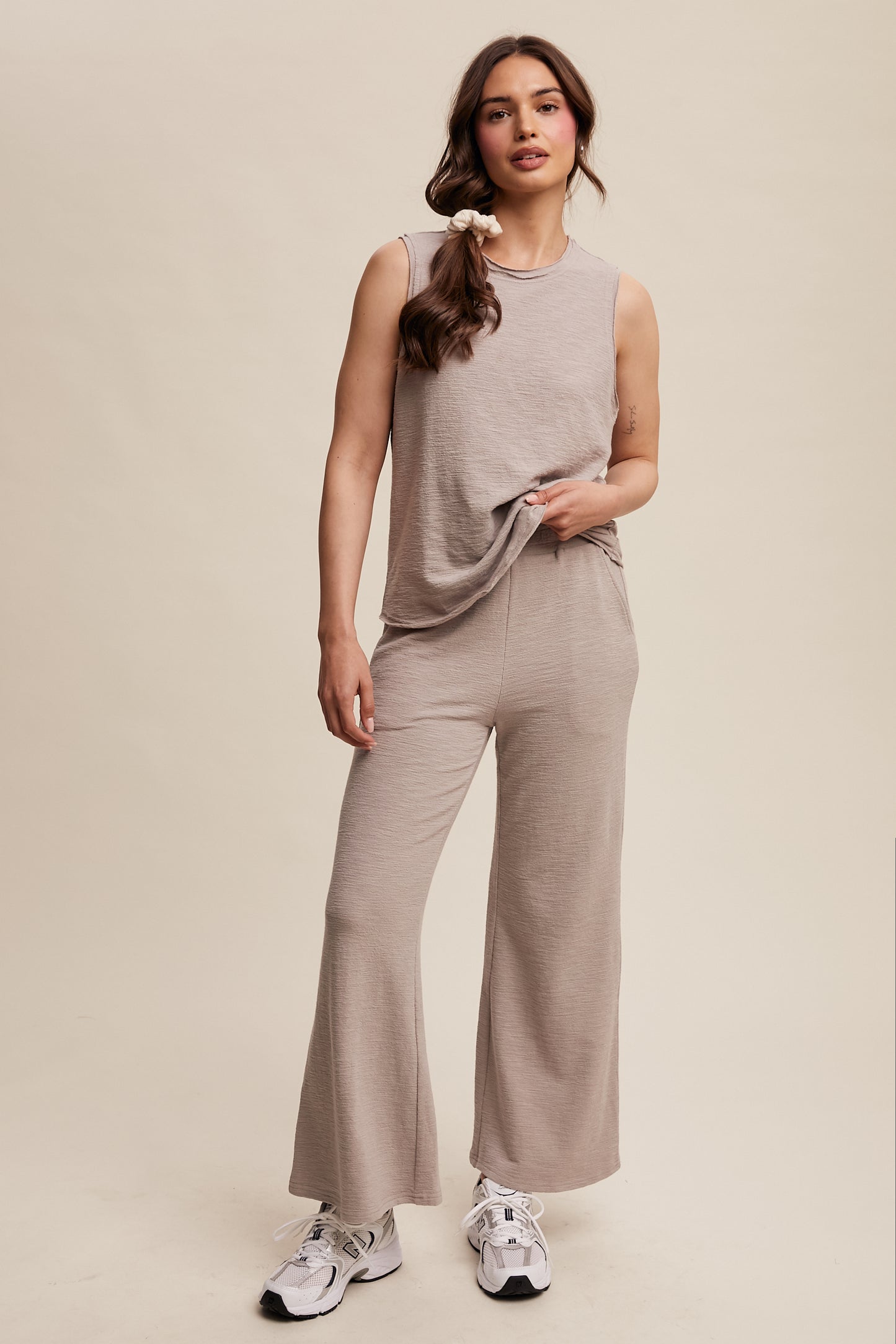 Kira Soft Knit Tank and Sweatpant Set-Ash