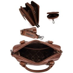 Wrangler 3Pcs Set Buckle Classic Barrel Satchel With Phone Wallet Crossbody -Brown