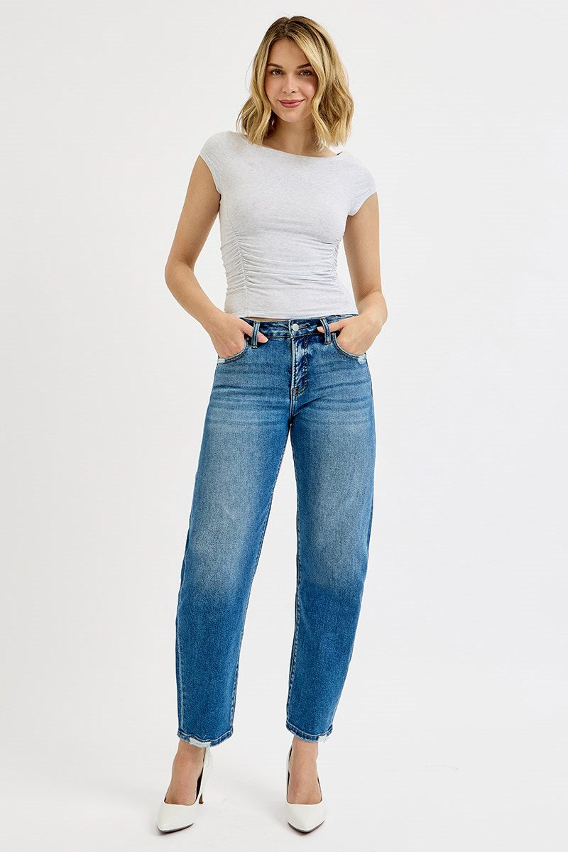 Kady UMMY CONTROL HIGH RISE ANKLE SLIM BARREL JEANS