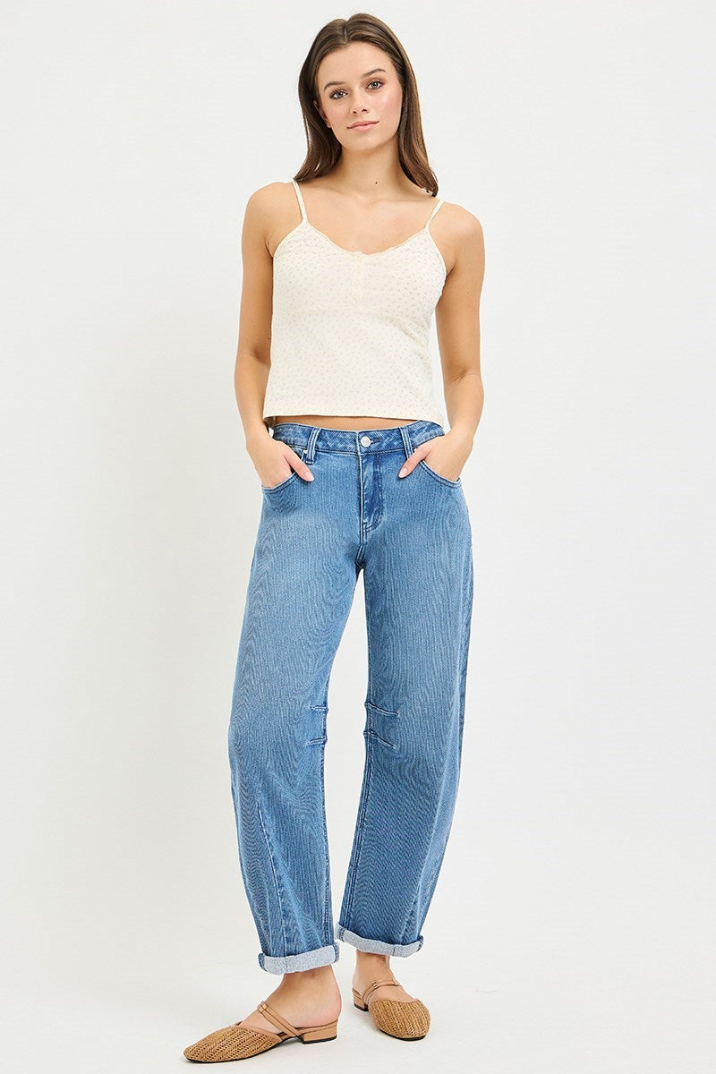 Kendra SLOUCHY CROP BARREL TEXTURED JEANS