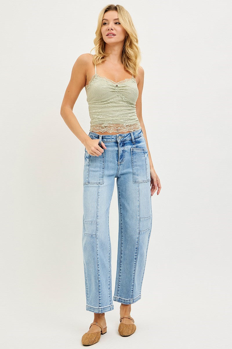 Venn SLOUCHY ANKLE BOYFRIEND JEANS WITH PATCH POCKETS-Light