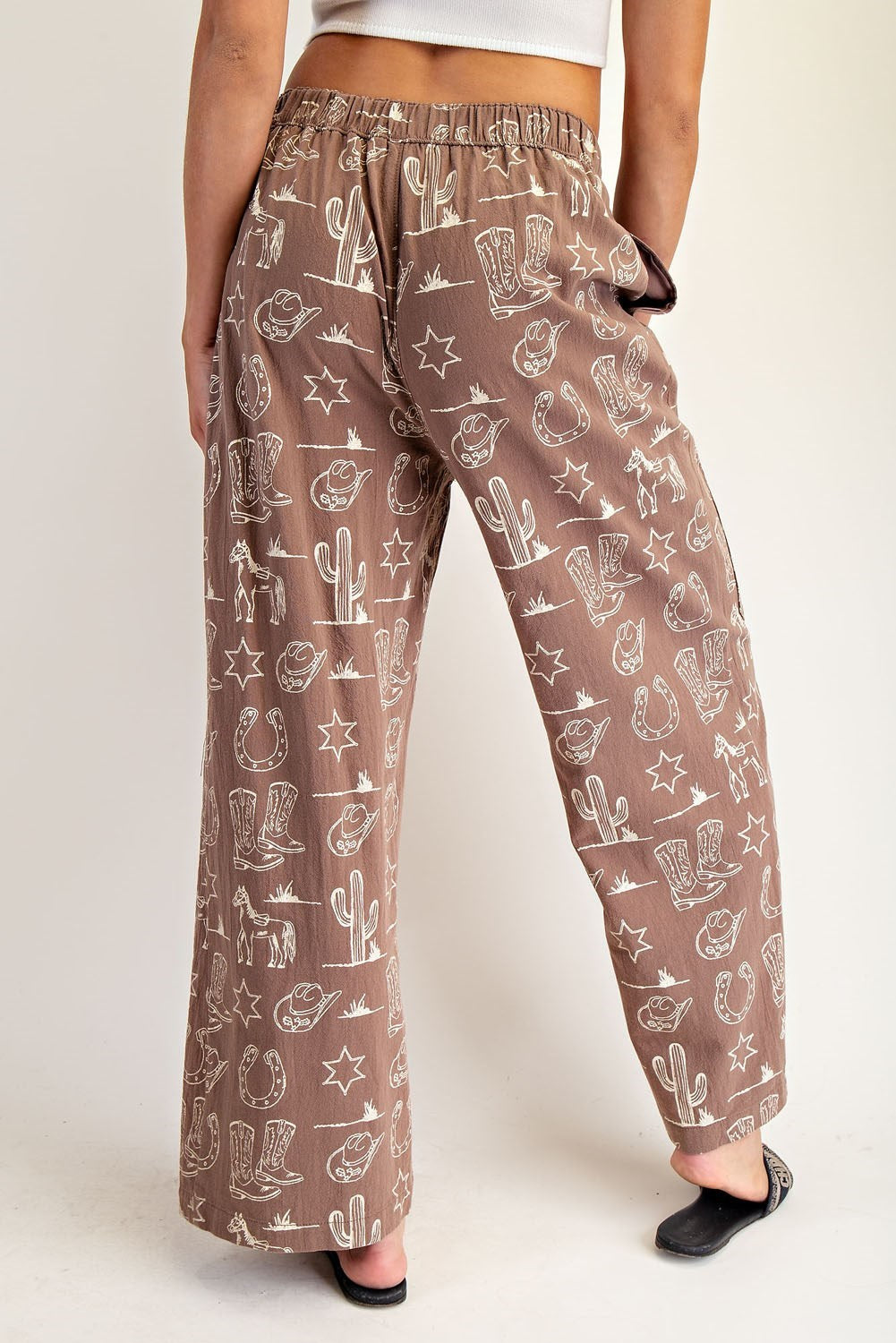 Stone Wash Western Patch Pocket Pants-Coco