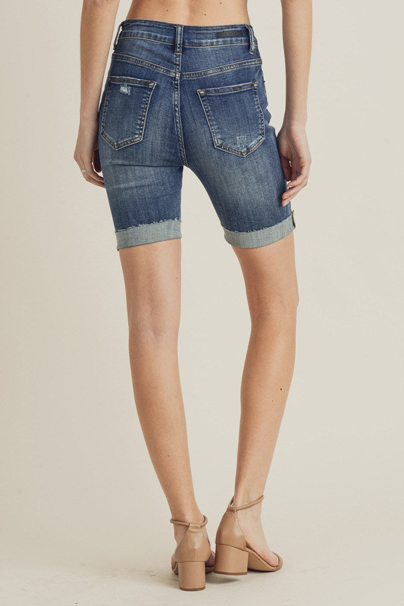 Kayla HI - RISE DISTRESSED LONG SHORTS