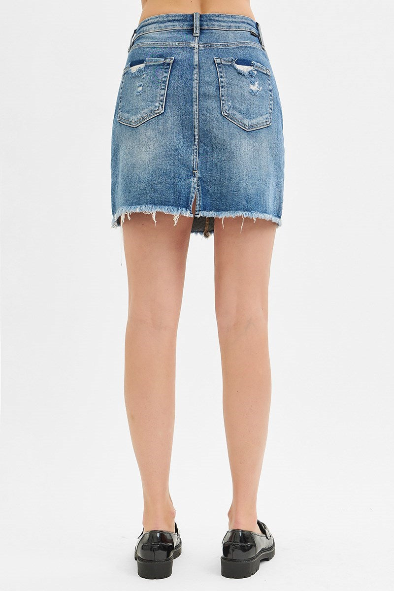 BECKY MID WAIST PENCIL SKIRT-Medium Wash