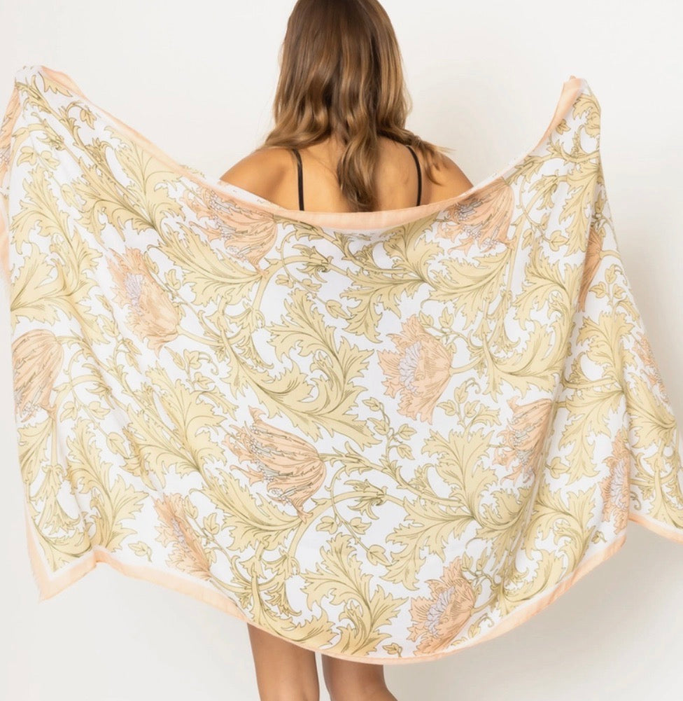 Pastel Tone Floral Printed Scarf