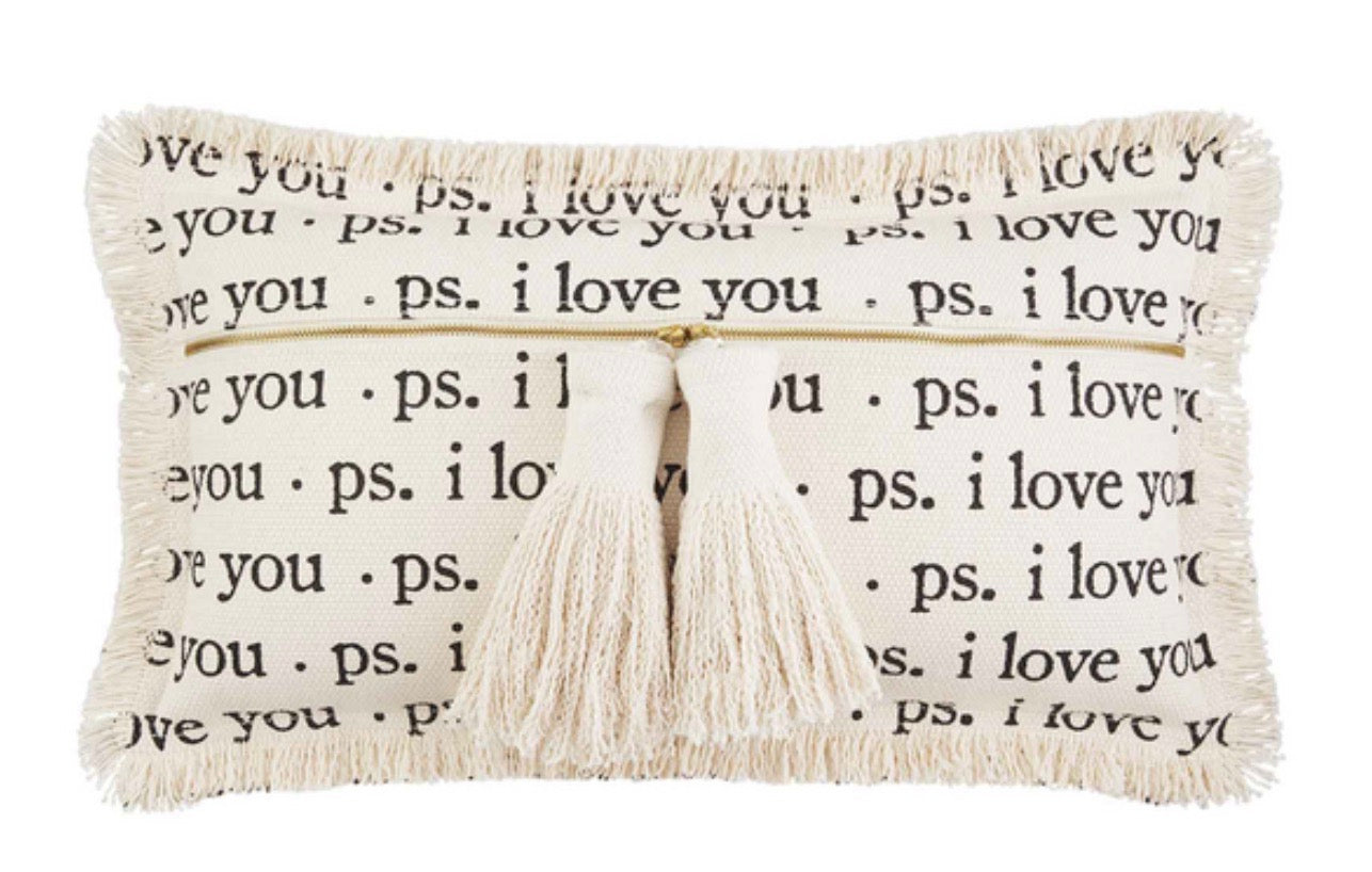 Mud Pie-PS LOVE DHURRIE TASSEL PILLOW