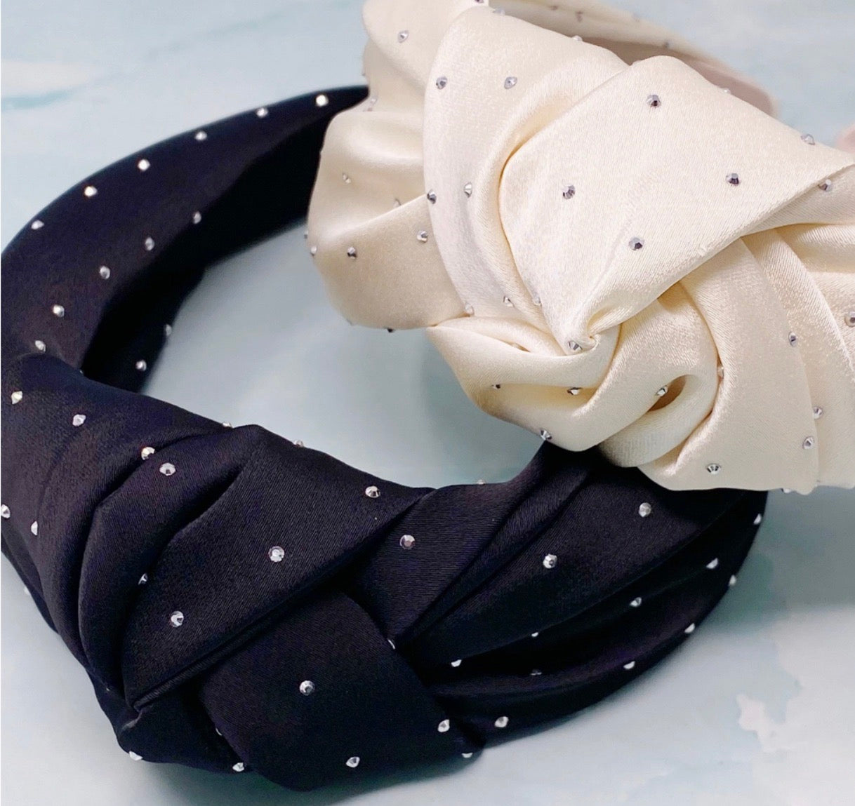 So Satin Knotted Headband-Black or White