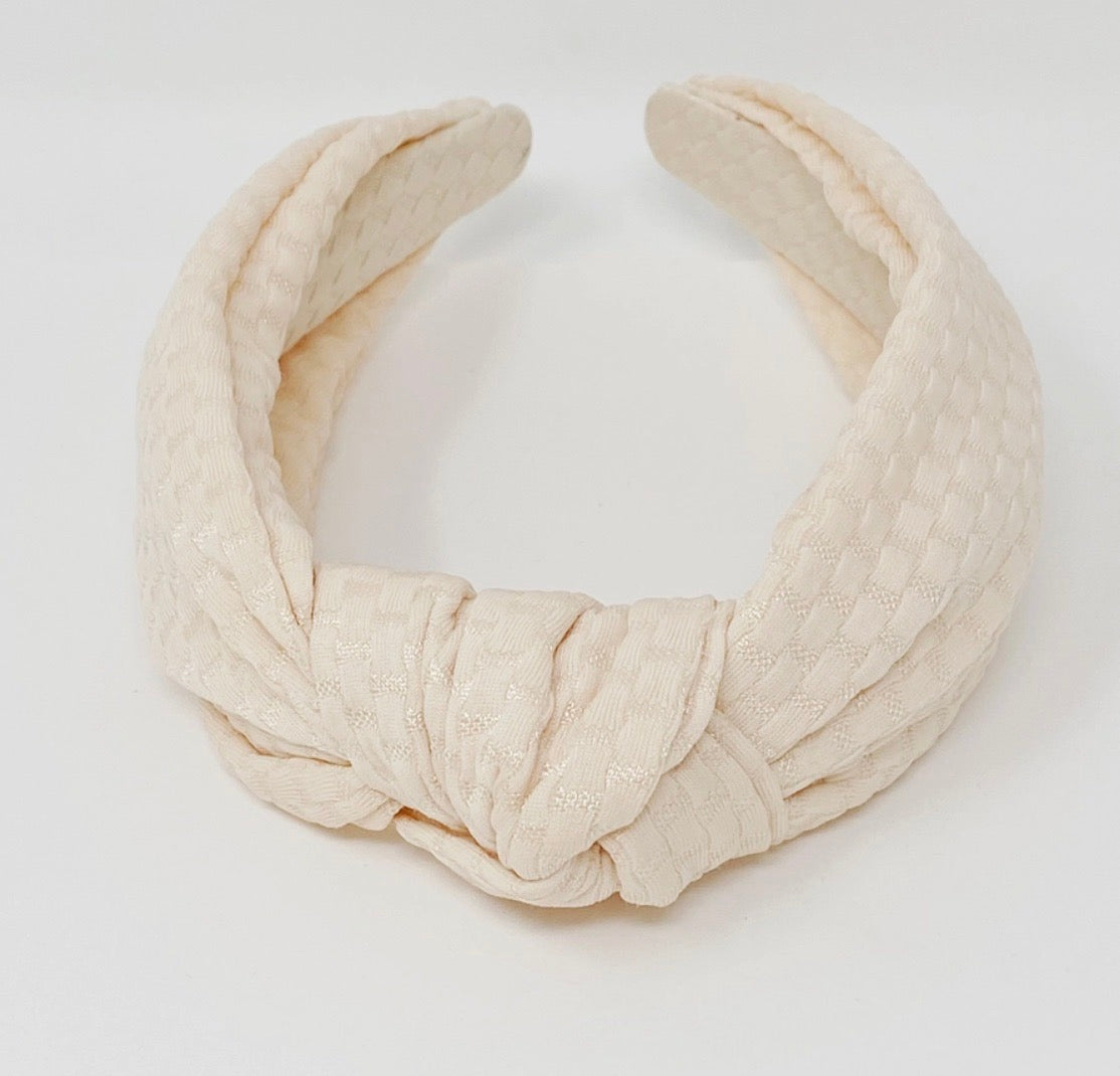 Embossed Charm Headband-Cream or Pink