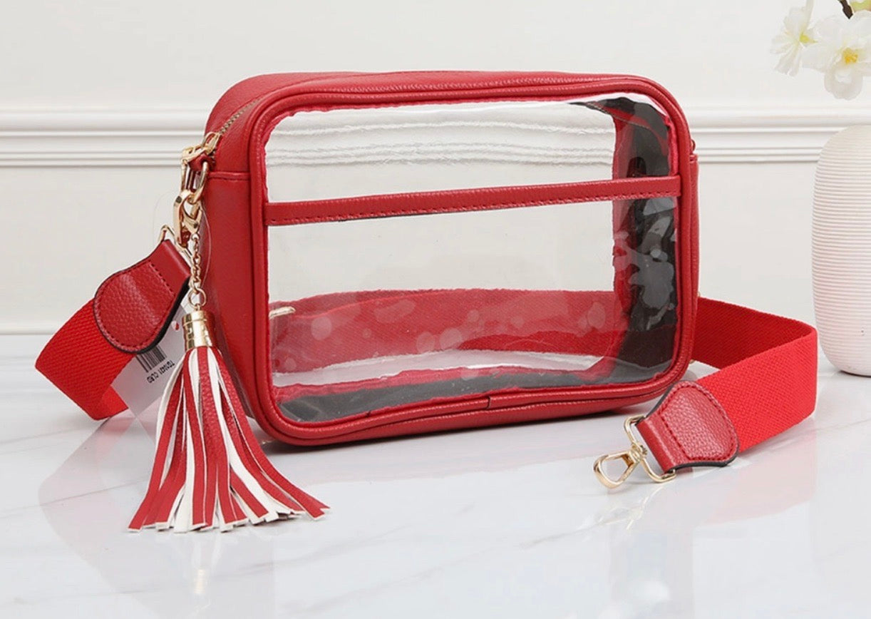 Solid Color Outlined Clear Crossbody Bag