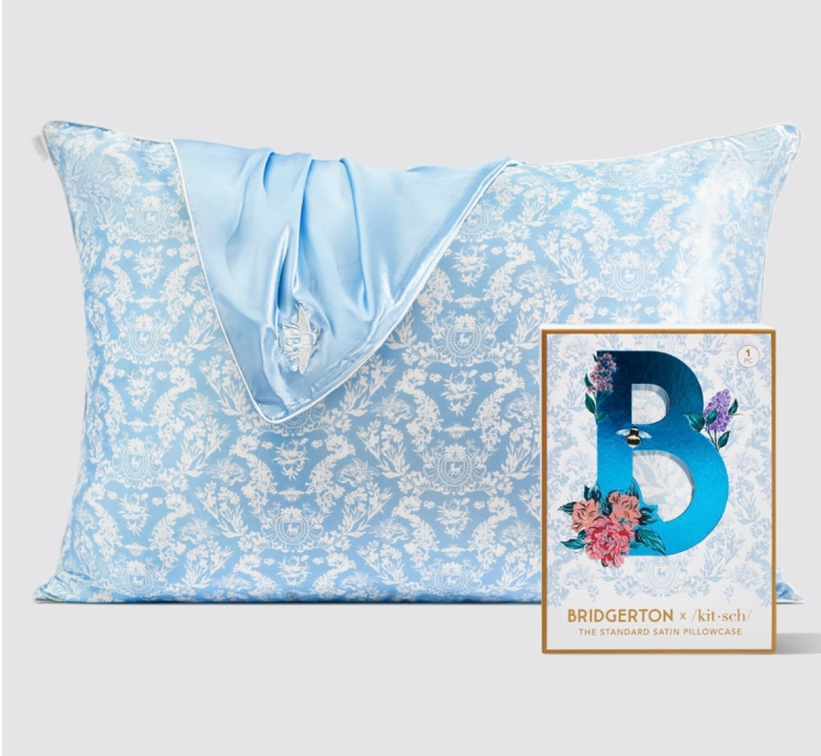 Kitsch X Bridgerton Satin Pillowcase / Toile De Blue