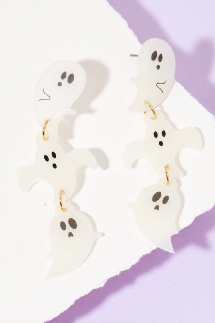 Glow in the Dark Triple Ghost Dangle Earrings