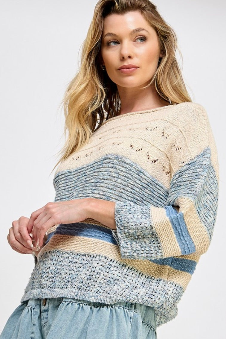 Tahoe Sweater-Natural/Blue