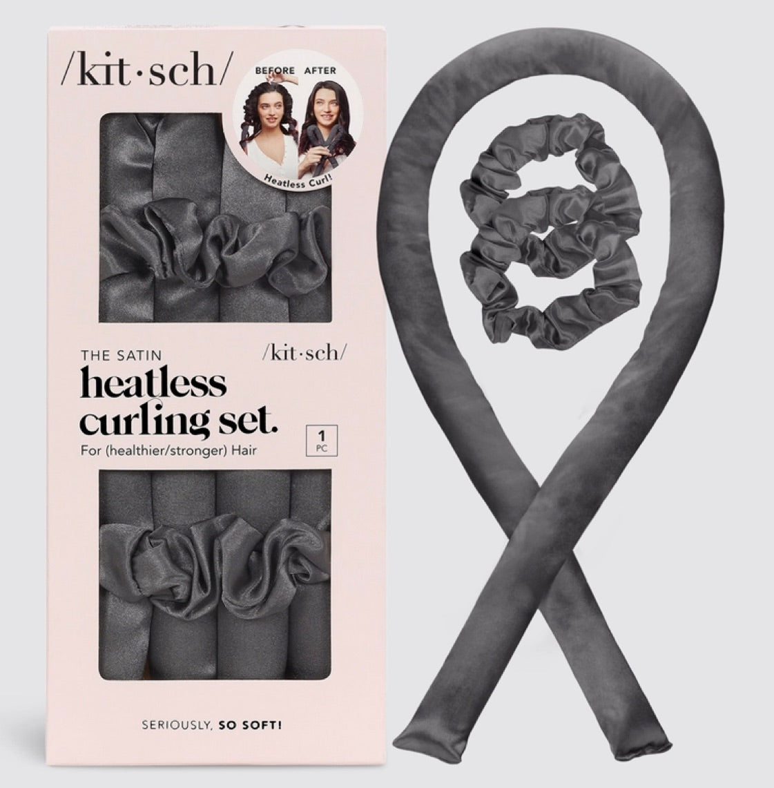 Satin Heatless Curling Set - Charcoal