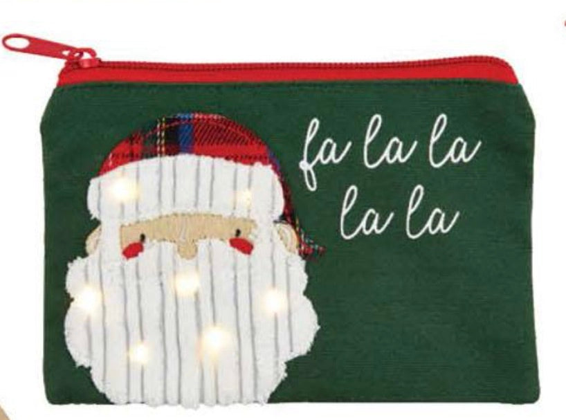 SANTA FACE LIGHT UP XMAS POUCH