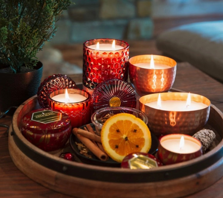 Holiday Spiced Toddy Shimmer Candle 8oz (Cranberry Red)