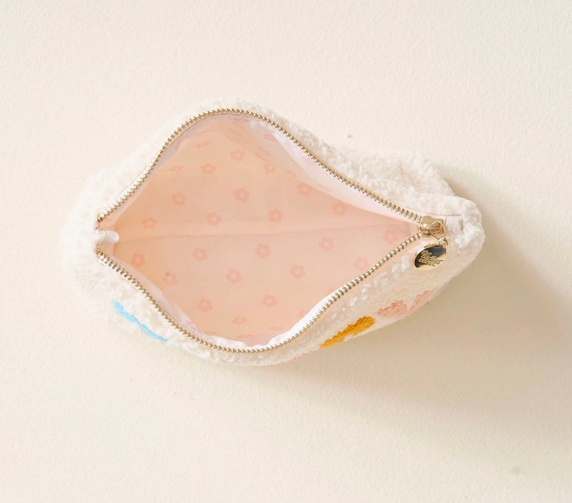 Cream Teddy Pouch - Happy