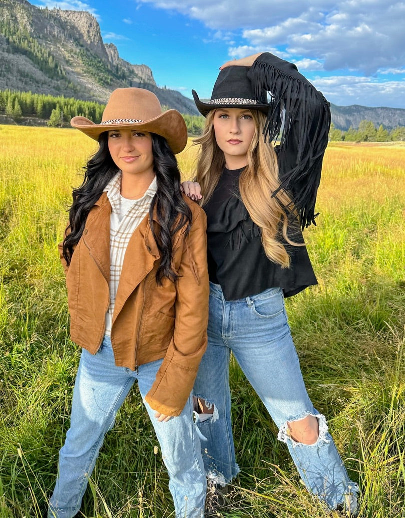 Bozeman Vegan Suede Cowboy Hat-Dk Camel