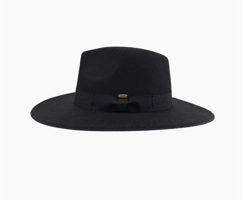 Grosgrain Bow C.C Vegan Felt Hat-Black