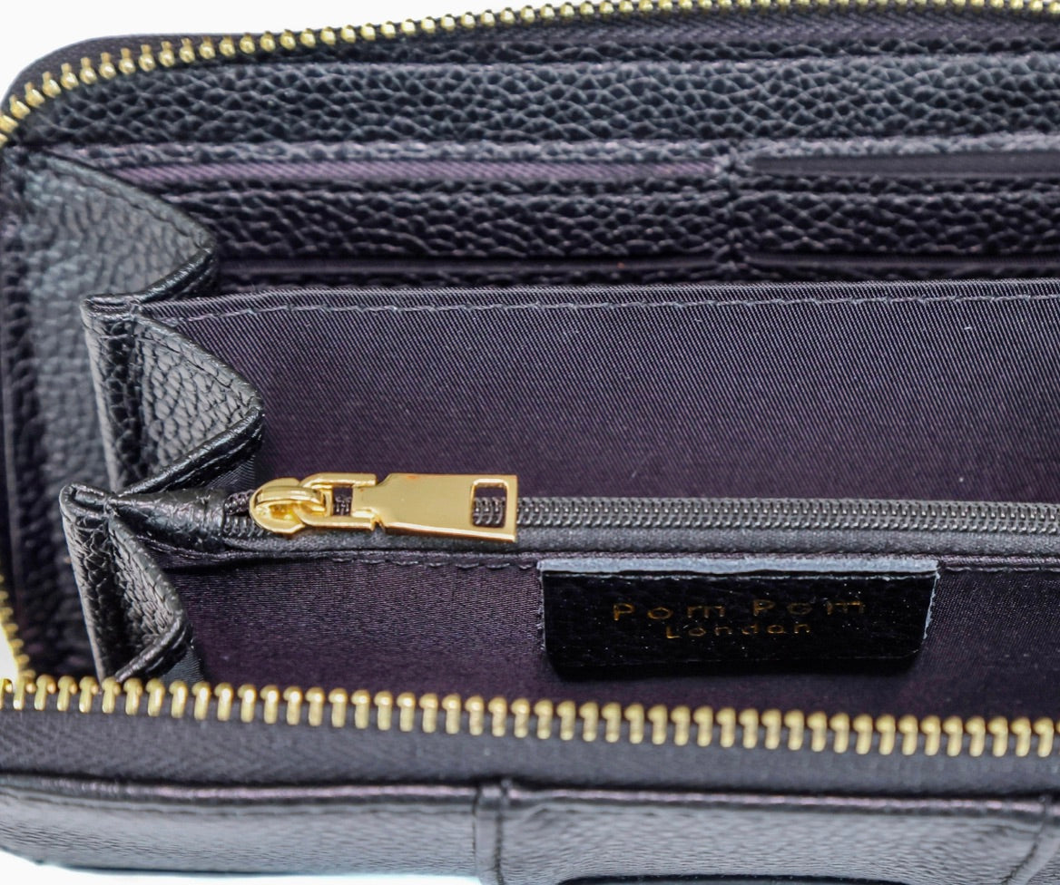 Pom Pom London Chelsea Wallet Purse Black