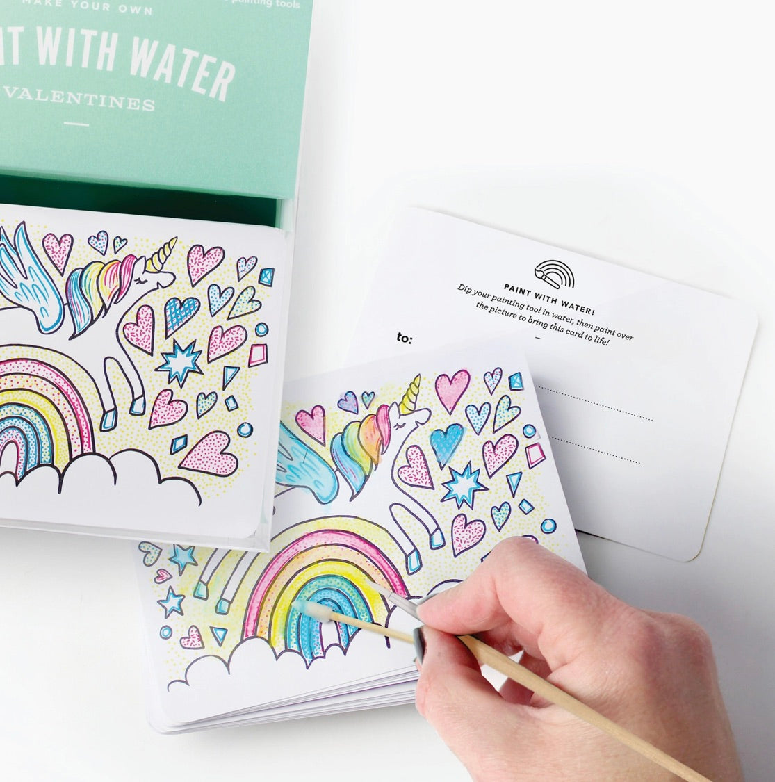 Paint with Water Valentine Cards - Unicorn