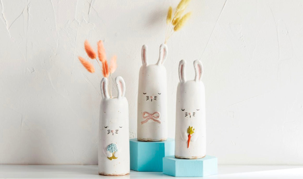 Pink Bow Bunny Bud Vase