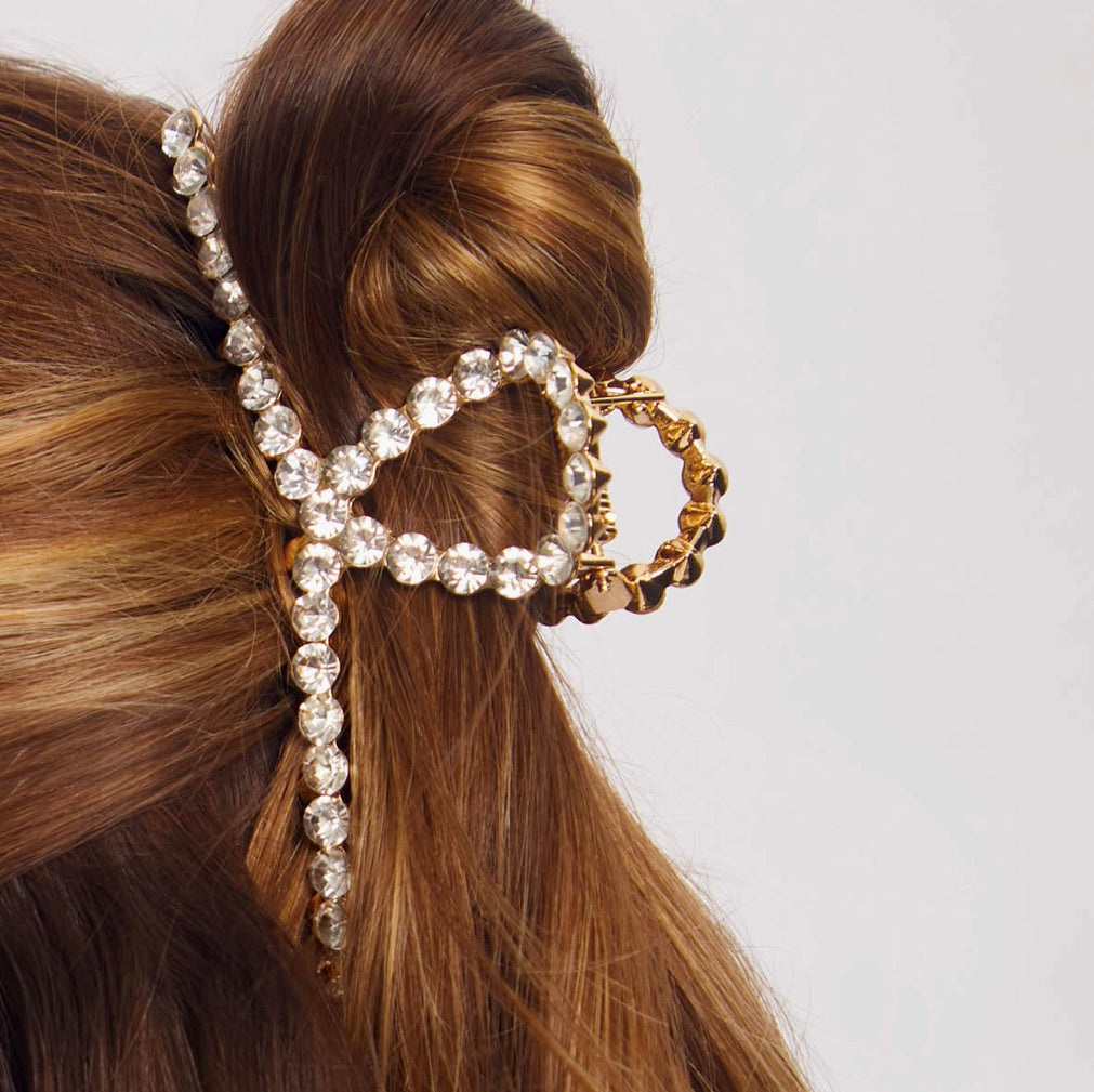 Metal Rhinestone Loop Claw Clip 1pc- Gold