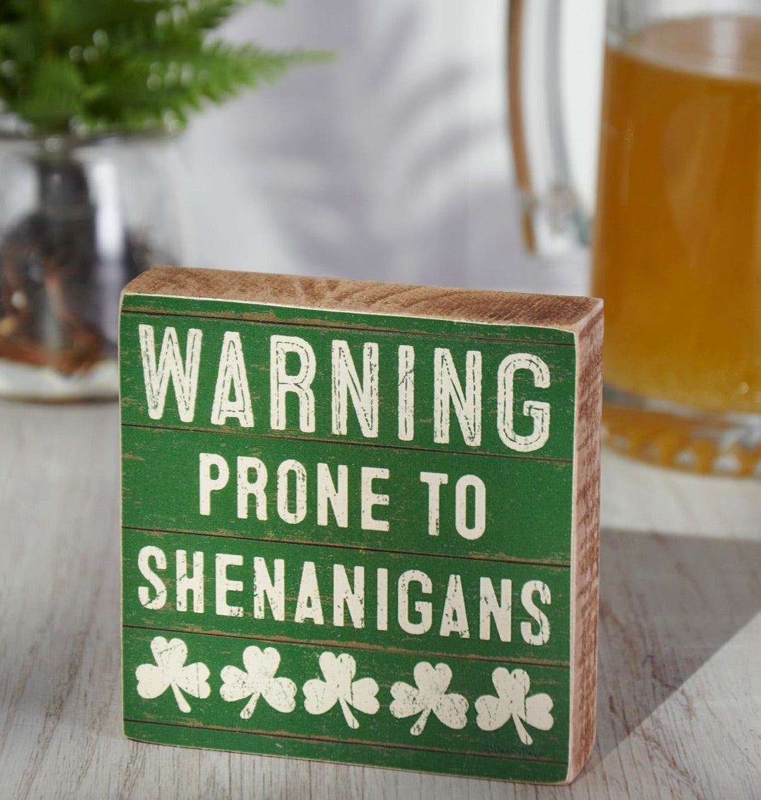 Warning Shenanigans Block Sign