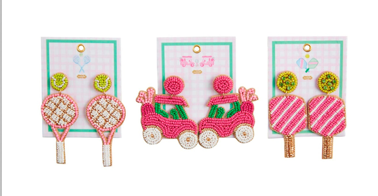 SPORTS BEADED EARRINGS PICKLEBALL
