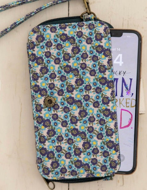 Wristlet Wallet - Blue Floral Ditsy
