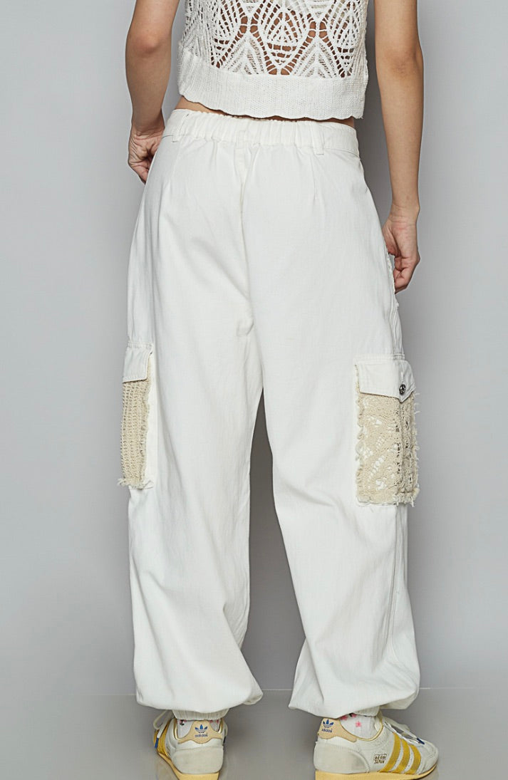 Kezia Distressed Loose Fit Joggers-Off White