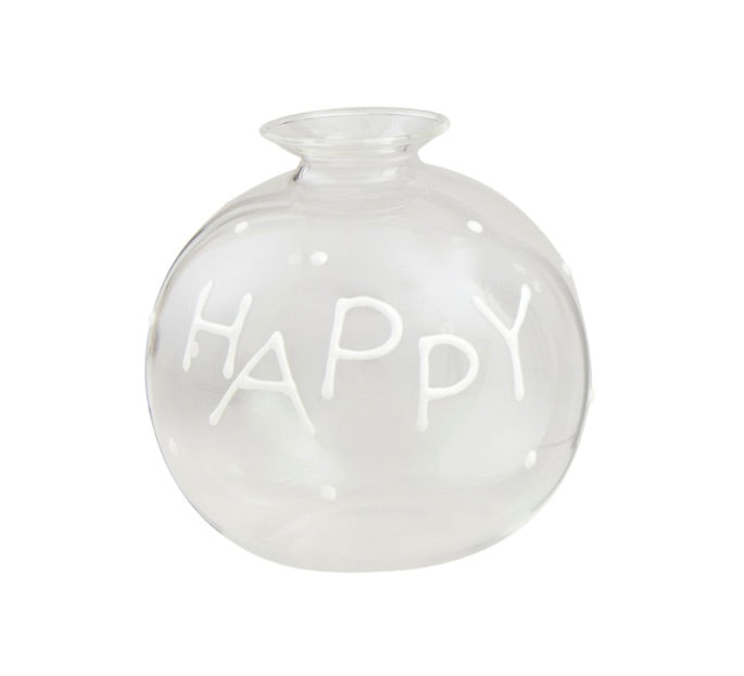 HAPPY GLASS BUD VASE