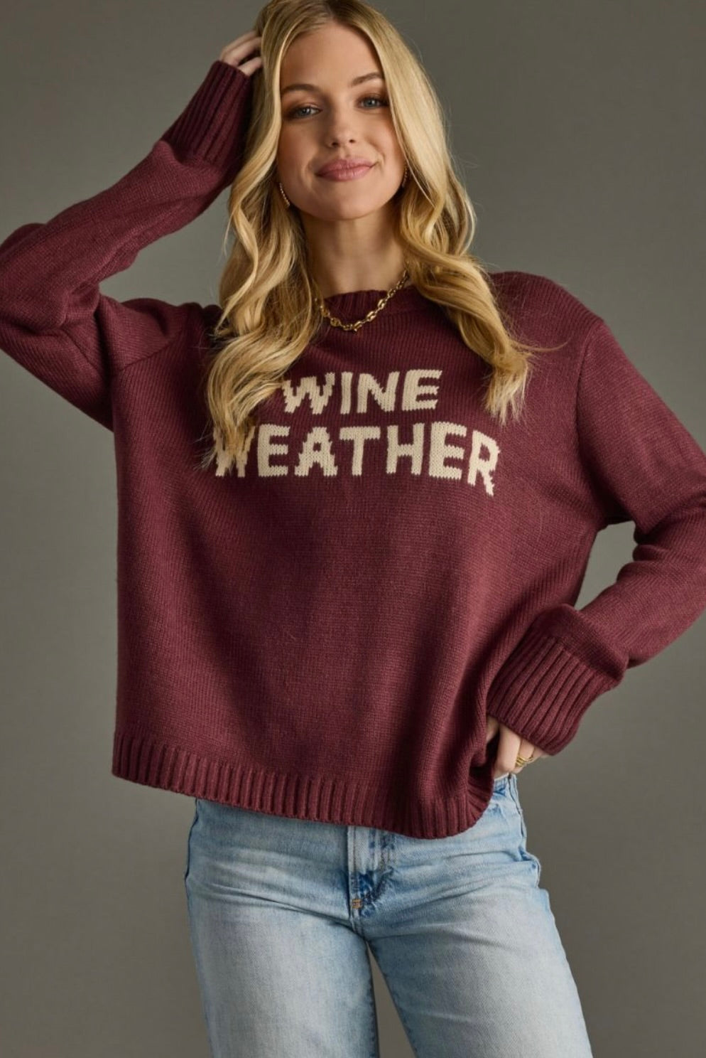 Wine Weather Sweater-Purple