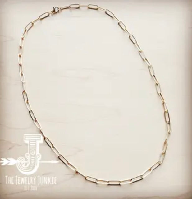 Matte Gold Large Chain Link Layering Necklace 22" Length