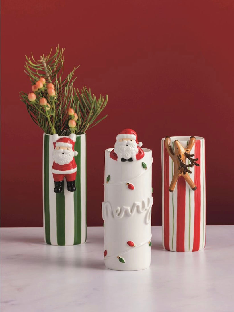 REINDEER HANGING SANTA STEM VASE