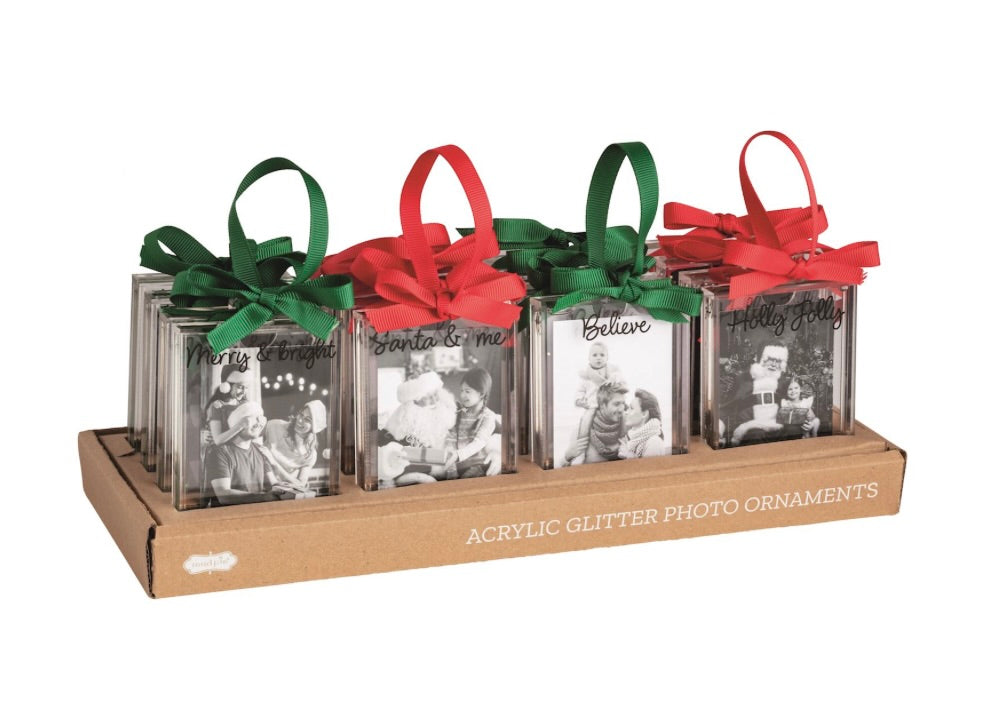 CHRISTMAS GLITTER PHOTO ORNAMENTS-Merry