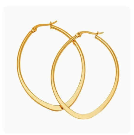 18K Stainless Steel Waterproof Hoops Tarnish Resistant-Gold