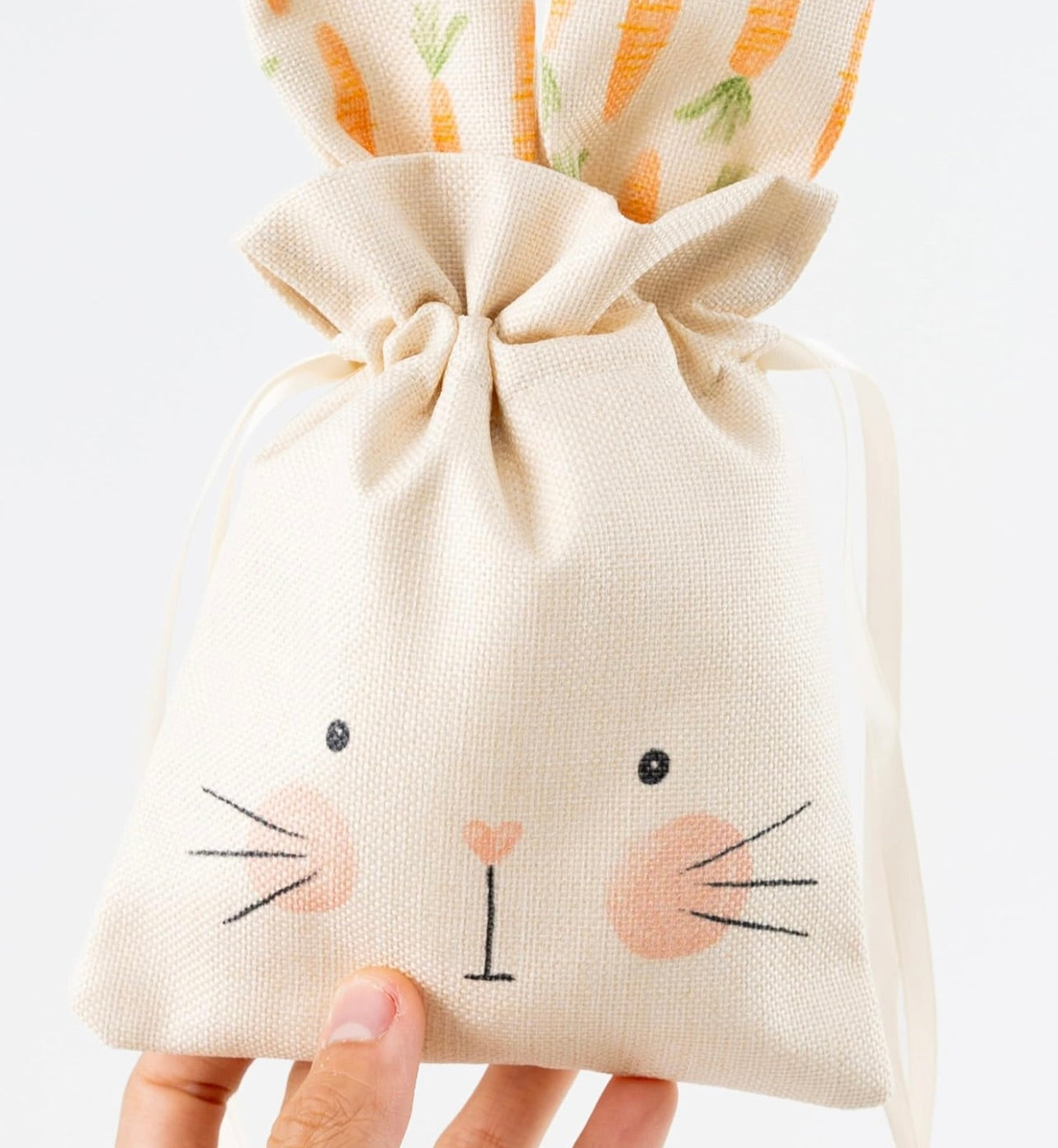 Reusable Burlap Goodie Rabbit Drawstring Treat Bag