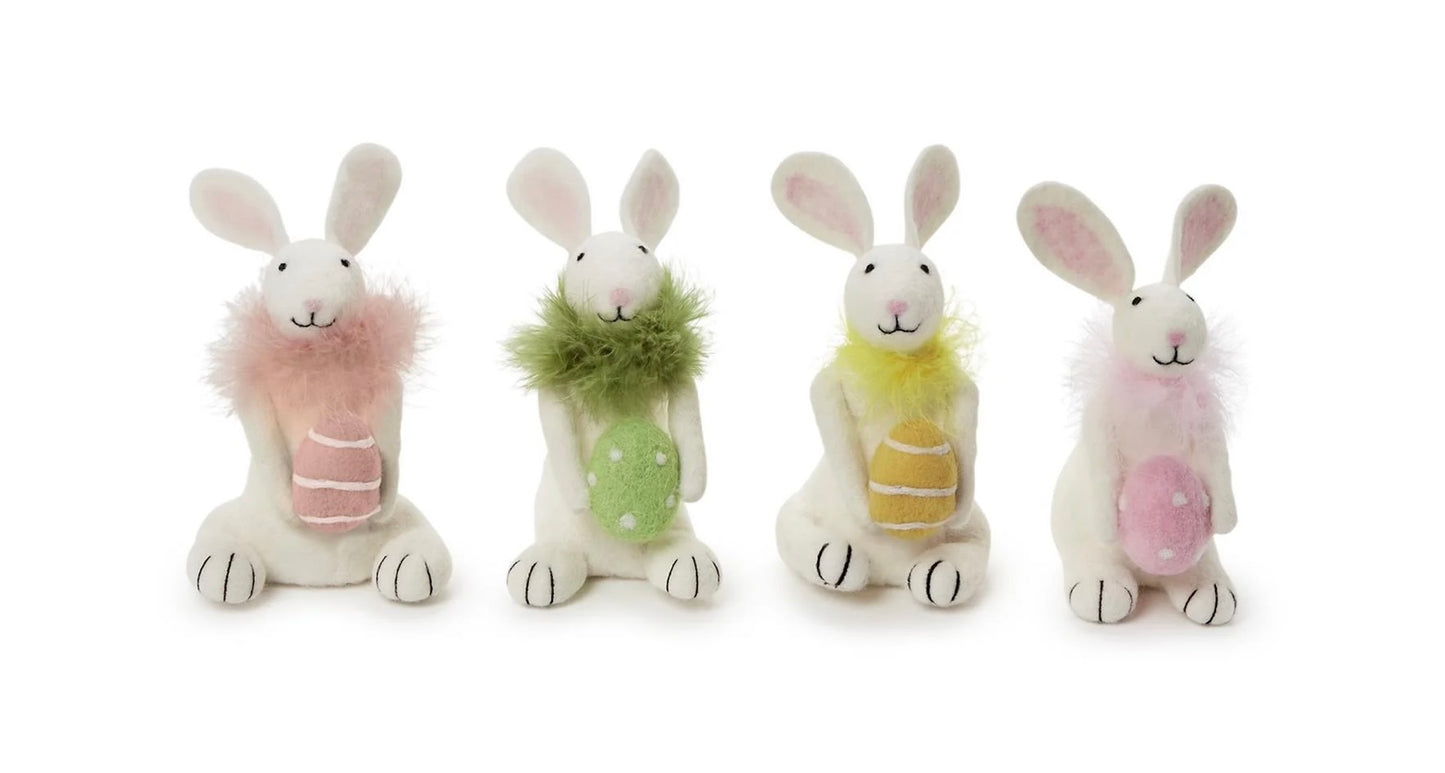 EASTER BUNNY WITH EGG AND FEATHER BOA ACCENT
