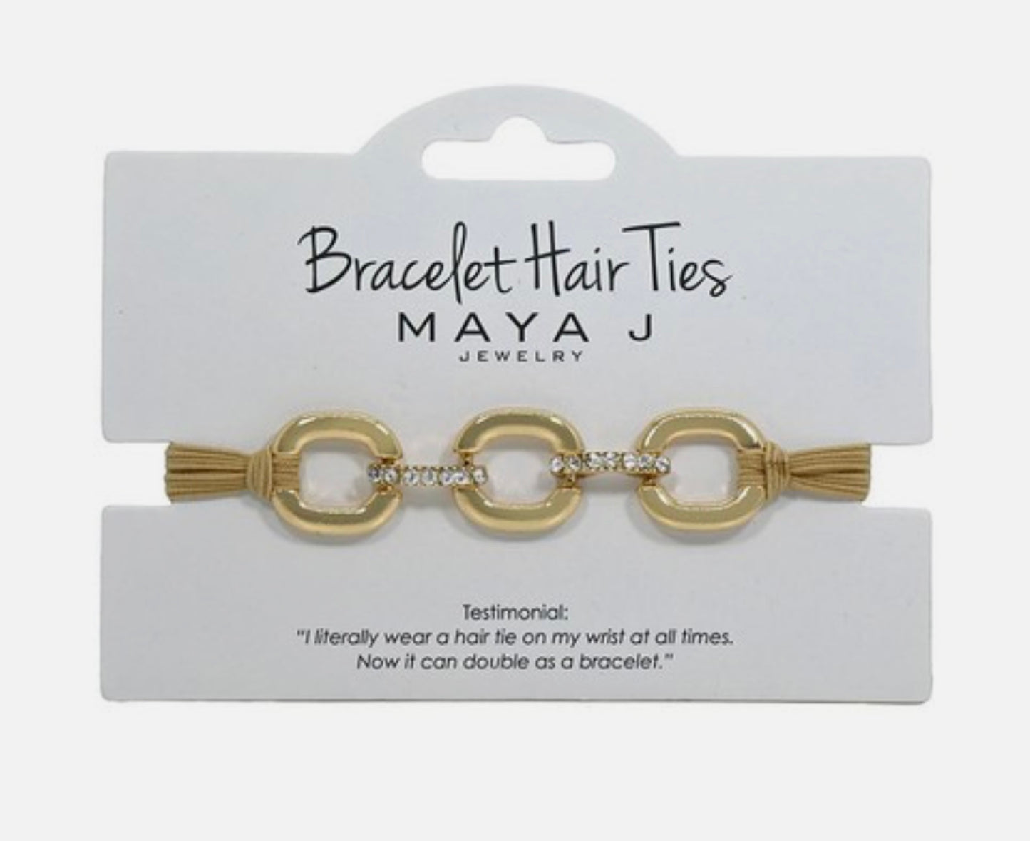 Crystal Hair Tie-Cuban Beige Elastic Yellow Chain
