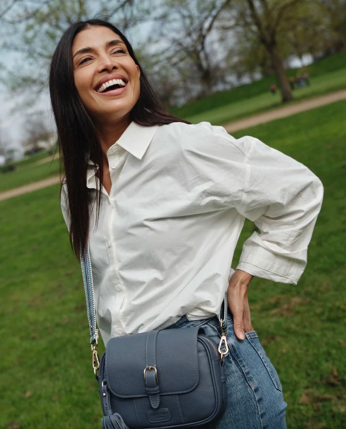 Pom Pom London Finsbury Bag Slate Blue
