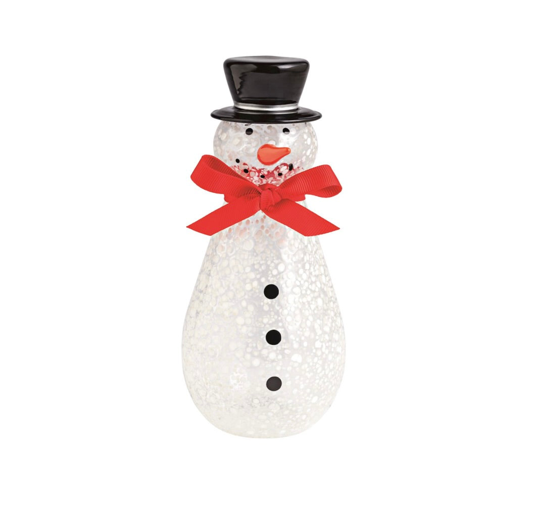 SMALL GLASS SNOWMAN SITTER