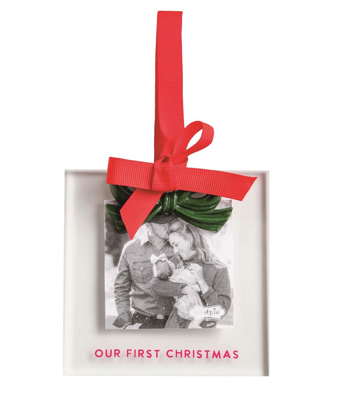Green Bow Frame Ornament-First Christmas