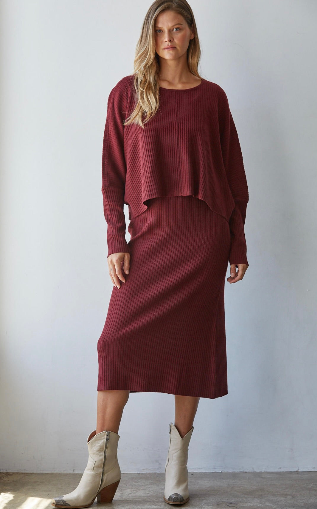 Apollo Ribbed Pullover Top-Wine