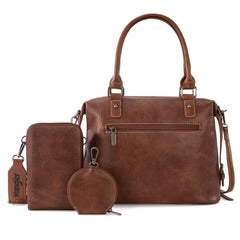 Wrangler 3Pcs Set Buckle Classic Barrel Satchel With Phone Wallet Crossbody -Brown