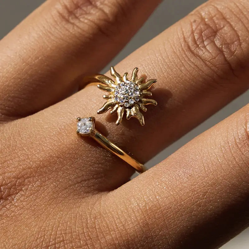 18K Stainless Steel Tarnish Free Flower Ring