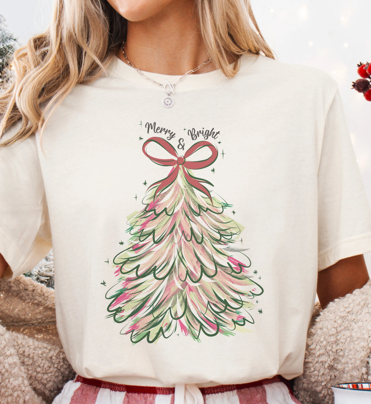 Christmas Merry and Bright Christmas Tree-Cream