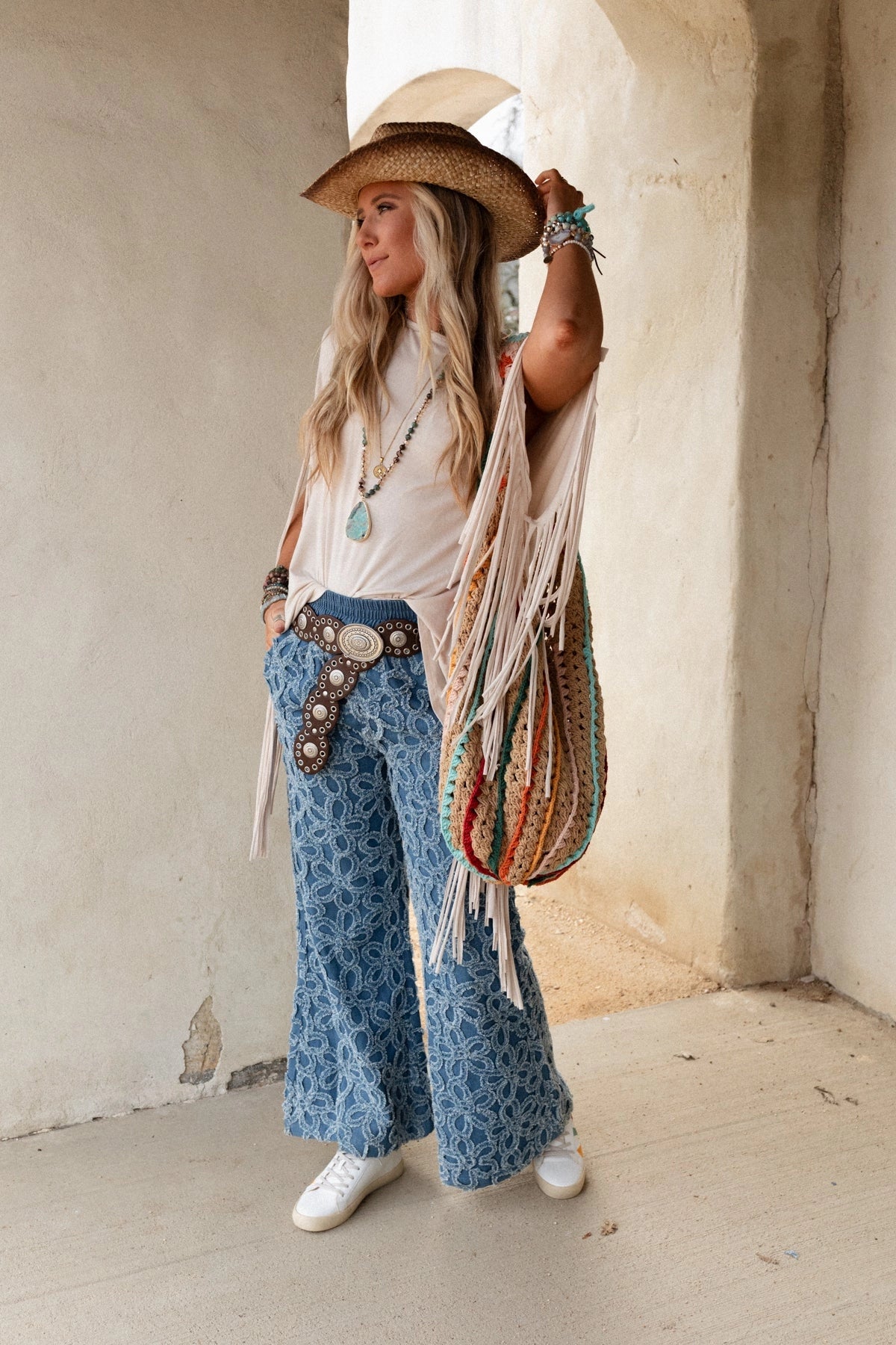 Onyx Oval Western Belt - Brown-OS